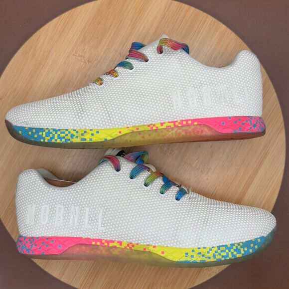 Nobull Outwork Unisex White Neon Glitch M-7 W-8.5 Superfabric Trainer - Picture 4 of 10